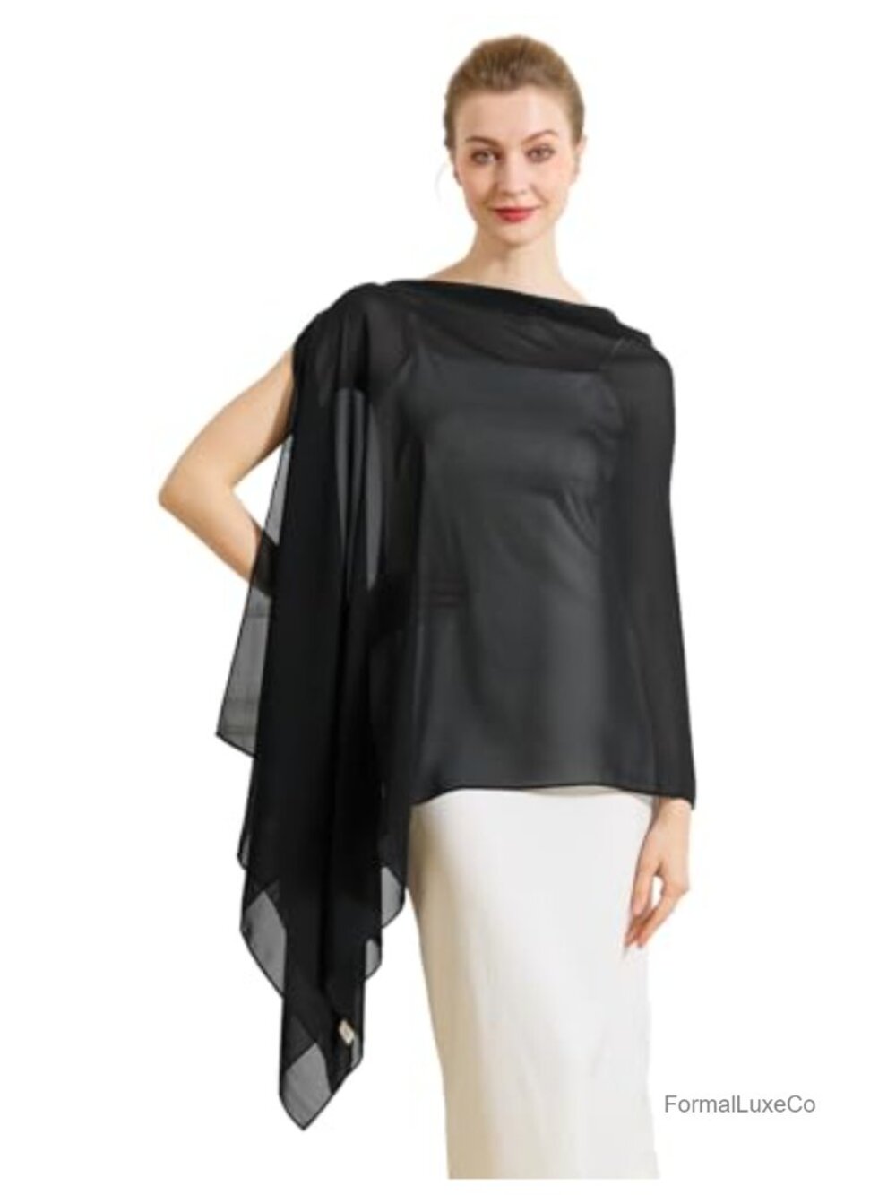Elegant Chiffon Cape Shawl Wrap Scarf 3 Ways to Wear Sheer Capelet